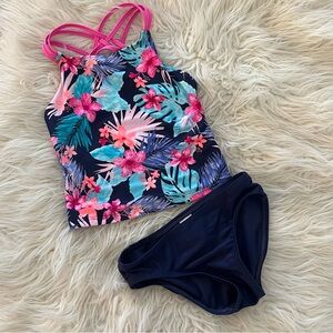 Girls Cat & Jack Tropical Tankini Swimsuit S (5/6)
